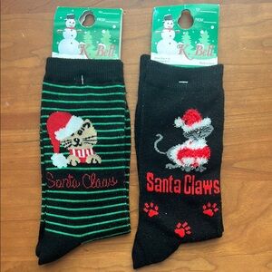 K. Bell Santa Claws Black and Green Socks
